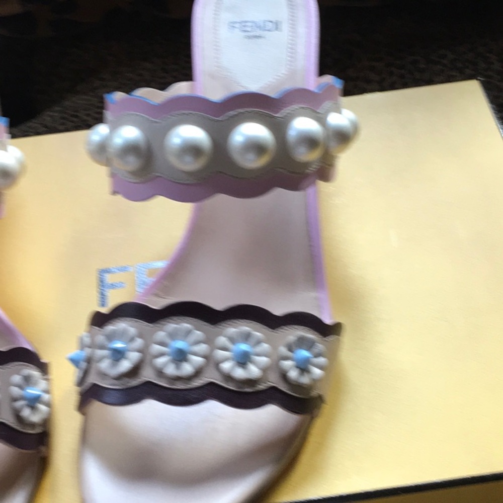 Gorgeous Fendi embellished mid heel sandals